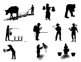 silhouette farmer shape vector design