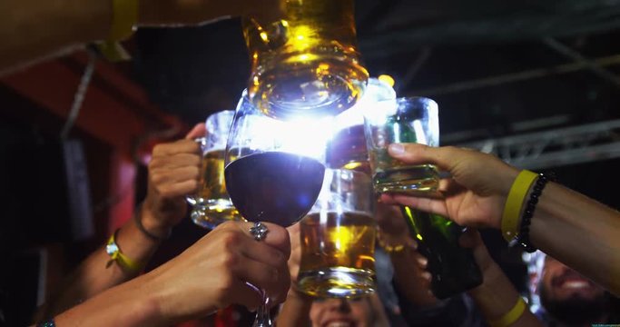 Friends toasting drinks