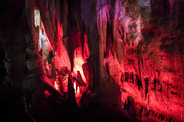 Inside the caves/Inside the large karst caves of Prometheus near Kutaisi in Georgia.