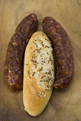 Polish sausages and salted roll