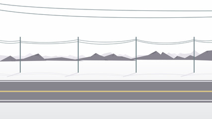 Road with electricity post in countryside landscape