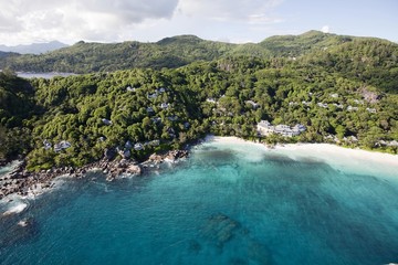 The Banyan Tree Hotel on the beach Anse Intendance, Mahe Island, Seychelles, Indian Ocean, Africa