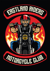 motorcycle club badge of old man ride motorcycle