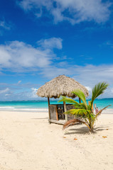 Amazing beach with exotic hut, Dominican Republic, Caribbean Islands