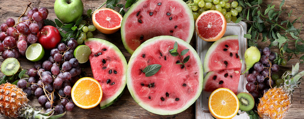 Slices of watermelon. Top view