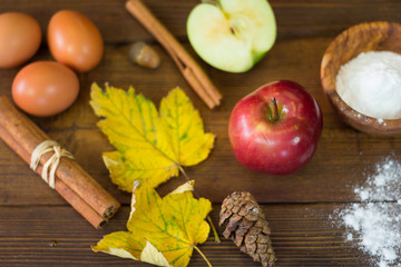 Ingredients for preparing American pies. Autumn concept