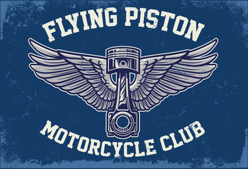 piston with wing in grunge textured