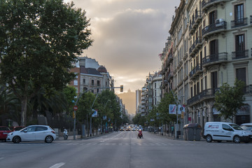 Fototapeta na wymiar Intersection of Barcelona, Spain