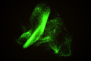 Abstract background made of green glowing particles