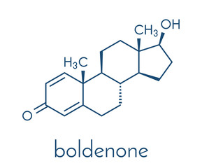 Boldenone anabolic steroid, chemical structure. Skeletal formula.