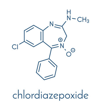 Chlordiazepoxide sedative and hypnotic drug, chemical structure Skeletal formula.