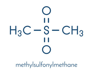Methylsulfonylmethane (MSM) dietary supplement molecule, chemical structure Skeletal formula.