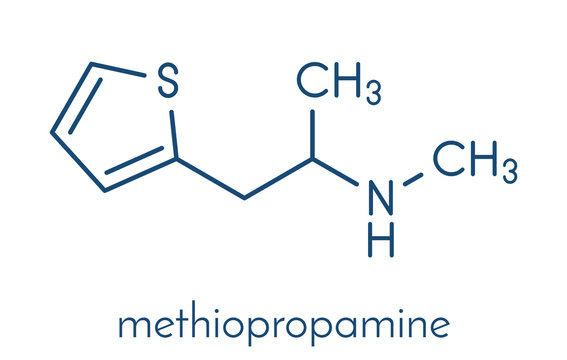Methiopropamine (MPA) recreational drug, chemical structure Skeletal formula.