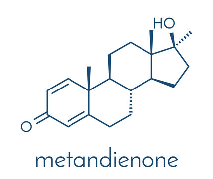 Methandrostenolone (metandienone) anabolic steroid drug, chemical structure. Skeletal formula.