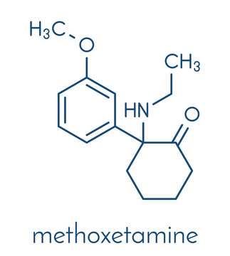 Methoxetamine (MXE) recreational designer drug, chemical structure. Skeletal formula.
