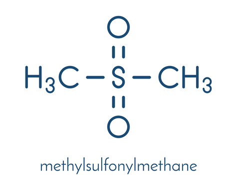 Methylsulfonylmethane (MSM) dietary supplement molecule, chemical structure Skeletal formula.