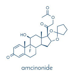 Amcinonide topical corticosteroid drug molecule. Skeletal formula.