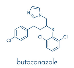 Butoconazole antifungal drug molecule. Skeletal formula.