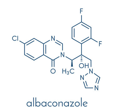 Albaconazole antifungal drug molecule. Skeletal formula.