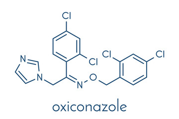 Oxiconazole antifungal drug molecule. Skeletal formula.
