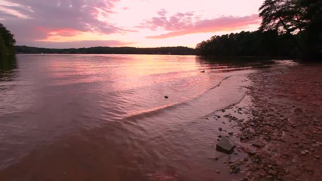 A sunset view of Lake Norman in North Carolina.
