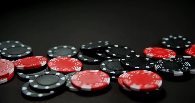Casino chips on poker table in casino 