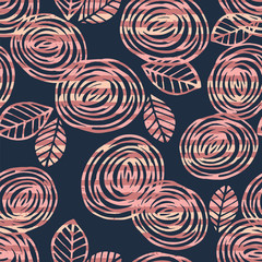 Abstract floral seamless pattern with roses. Trendy hand drawn textures.