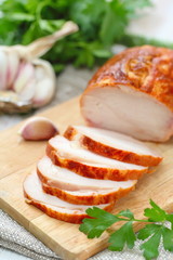 Chicken roll baked with spices and garlic