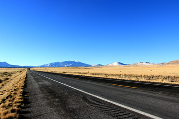 driving in the historical route 66 near Death Valley in Nevada in USA