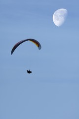 Paraglider with moon, composing