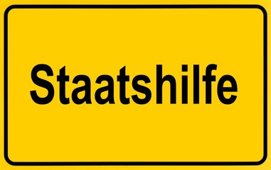 Fototapeta premium Sign city limits, symbolic image for the start of government aid