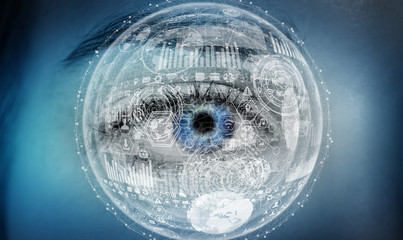 Close-up of woman digital eye 3D rendering