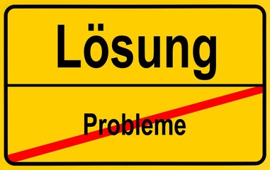 Sign city limits, symbolic image for solving problems