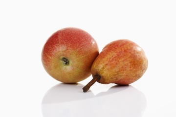 Red apple and red pear