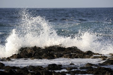 Breaking waves near El Cotillo, Fuerteventura, Canary islands, Spain, Europe