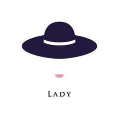 Portrait of a lady in a beautiful hat. Vector illustration.