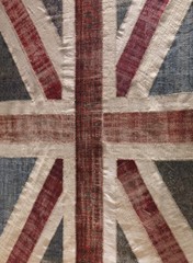 Carpet with Union Jack pattern made of colorful recycled vintage carpets