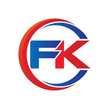 fk logo vector modern initial swoosh circle blue and red