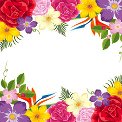 Border template with colorful flowers