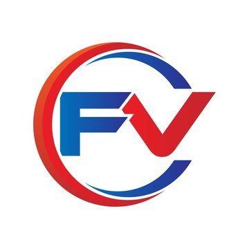 fv logo vector modern initial swoosh circle blue and red