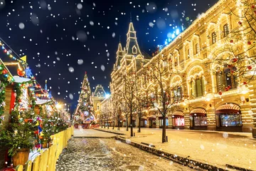 Papier Peint photo Moscou Noël à Moscou. Place Rouge à Moscou