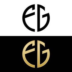 fg initial logo circle shape vector black and gold