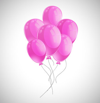 Lots of pink balloons on white background