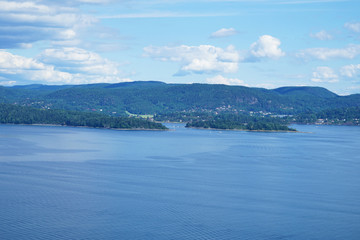 fjord in Holmestrand , Norway from local mountain