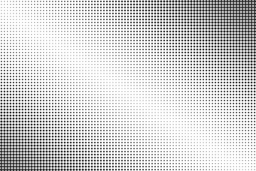 Abstract black and white dots background. Comic pop art style. Light effect. Gradient background with dots.