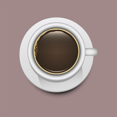 Coffee cups top view realistic 3d food design restaurant cafe menu shop vector illustration.