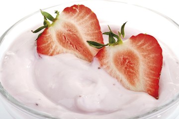 Strawberries in yogurt