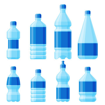 Water plastic bottle vector transparent mineral beverage blank refreshment nature blue clean liquid aqua fluid template illustration.