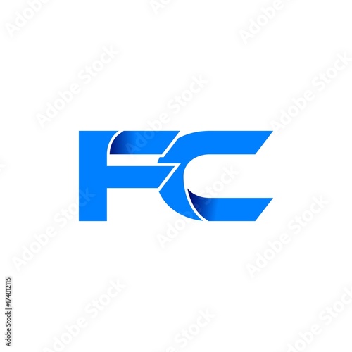 "fc logo initial logo vector modern blue fold style" Stock image and