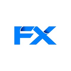 fx logo initial logo vector modern blue fold style